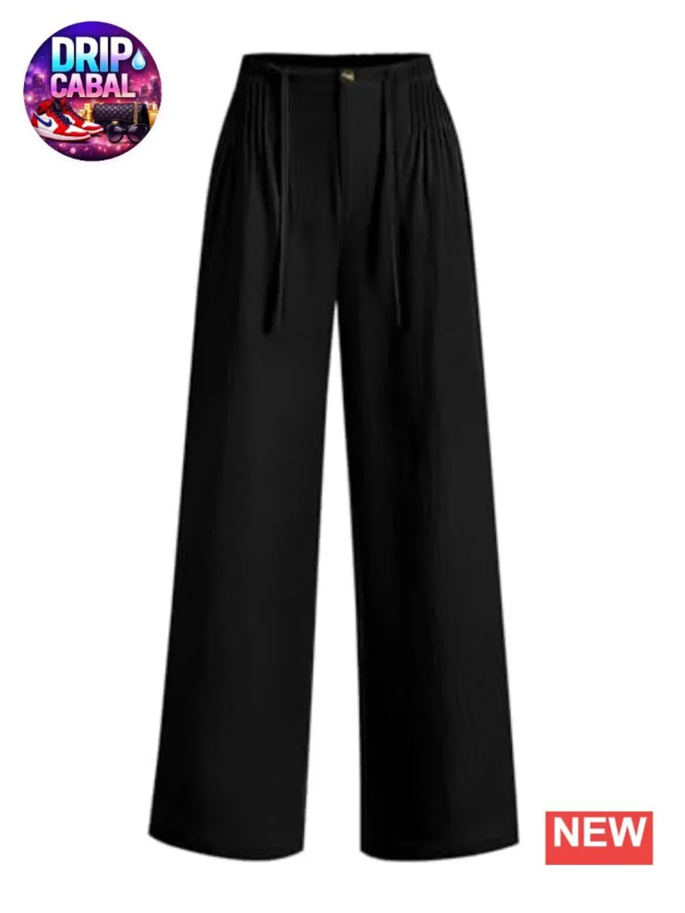 Women's Wide Leg Palazzo Pants Cotton Linen Blend Drawstring Elastic Waist